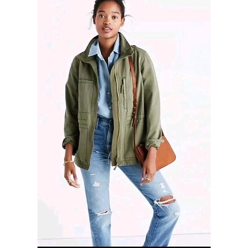 Madewell Fleet Utility Jacket Olive Green size XS Y2K Comback Cinch Waist Womens